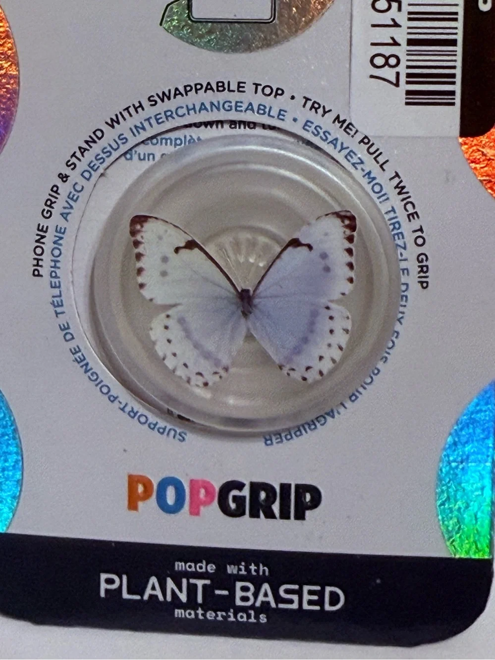 PopSockets PopGrip made with plant-based materials featuring a translucent Moth